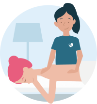 Behandler der giver massage til kunde