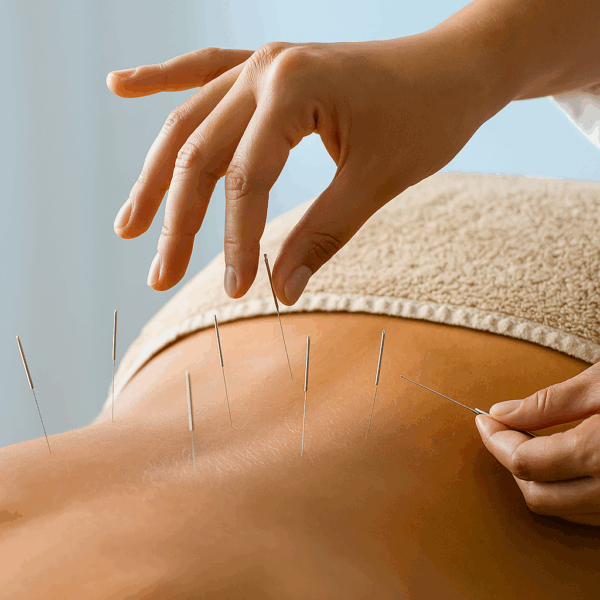 Kvinde får akupunktur
