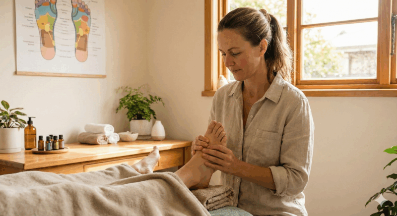 Person får zoneterapi