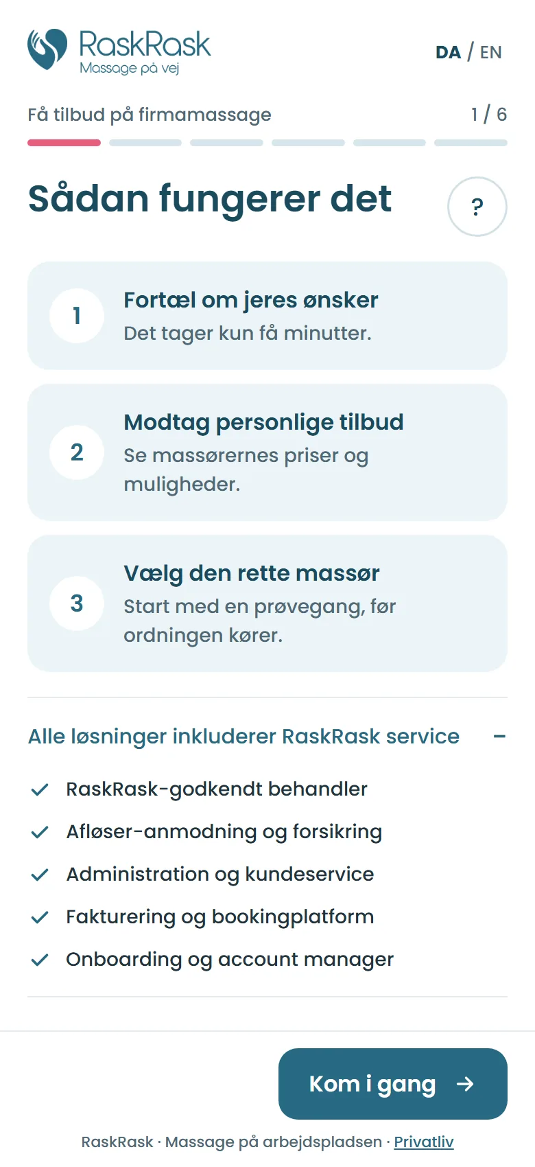 Formularen, hvor I fortæller om jeres ønsker, på mobilen